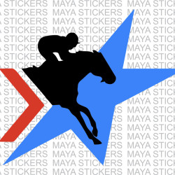 Jockey with horse racing logo sticker for cars, bikes and laptops