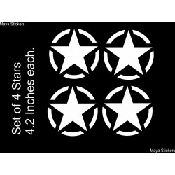 star sticker / vinyl decal for Royal Enfield Bullet,  bikes, cars and helmet (set of 4 )