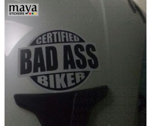 Certified Bad ass biker sticker on dominar 400 tank top