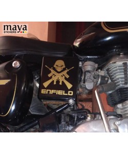 Golden crossed guns and skull sticker for bullet air filter box