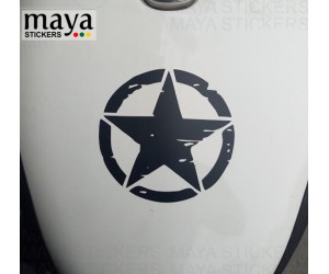 Black matte star sticker on royal enfield classic 350 ash white tank top