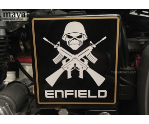 guns and skull sticker for royal enfield battery box
