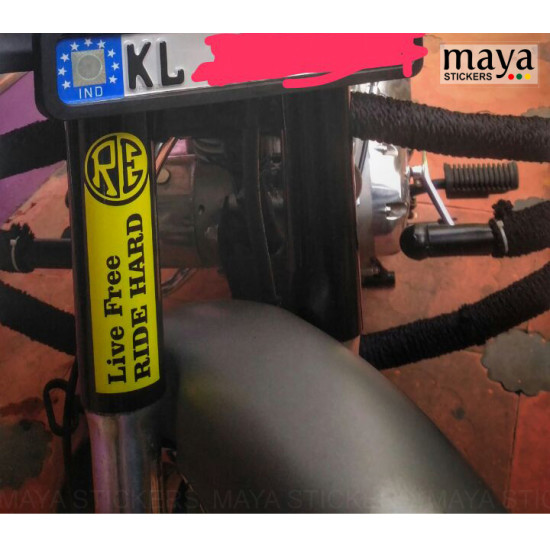 Live Free Ride hard bike stump stickers for Royal Enfield Bikes ( Pair of 2 )