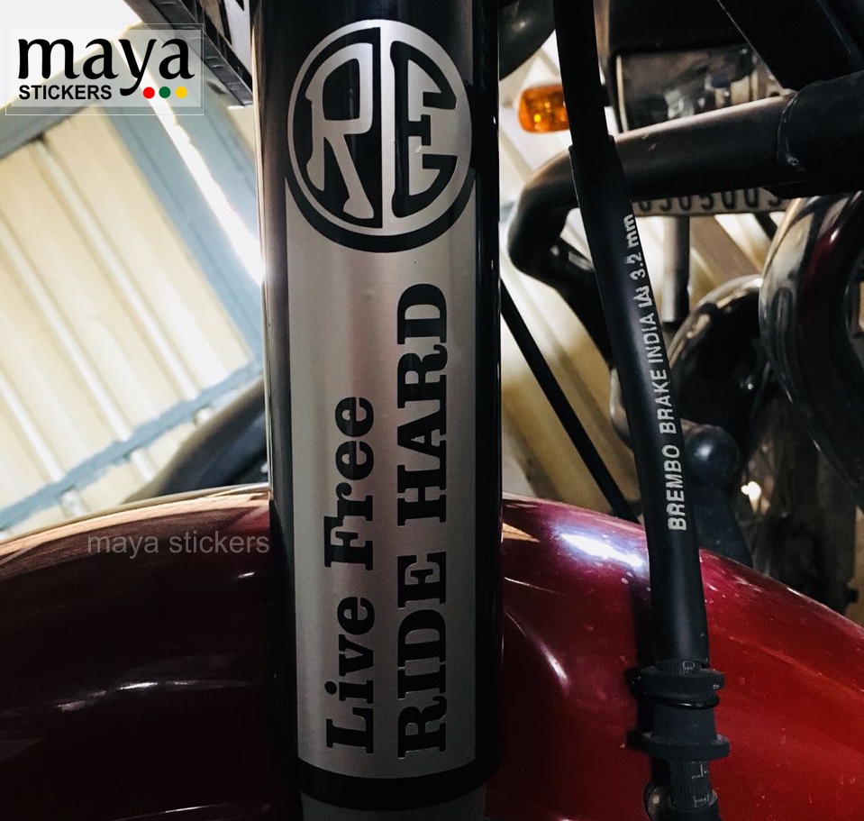 Live free ride hard bike fork stickers for Royal Enfield bikes