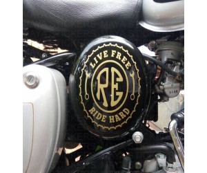Live free ride hard golden sticker for classic 350 silver