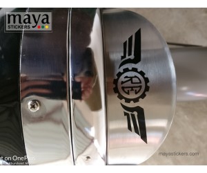 RE and wings sticker on headlight cover of classic 350