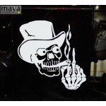 Smoking skull with middle finger decal sticker 