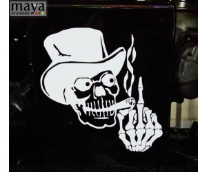 Smoking skull sticker on royal enfield battery box