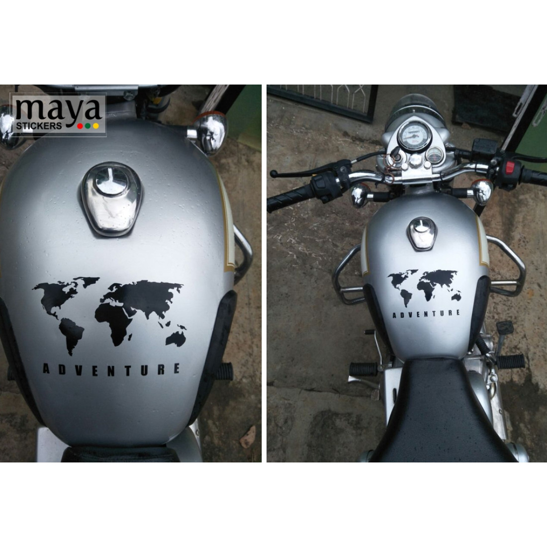 World map adventure sticker for Himalayan, Thar and other offroaders