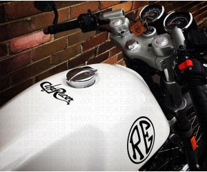 Cafe racer logo sticker on RE continental GT tank top