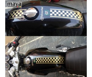 Checkered golden racing stripes on black RE continental GT tank