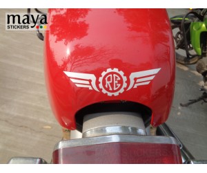 RE wings sticker on back cowl of royal enfield continental GT red