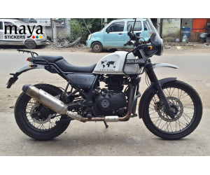 World Map adventure stickering on royal enfield himalayan white