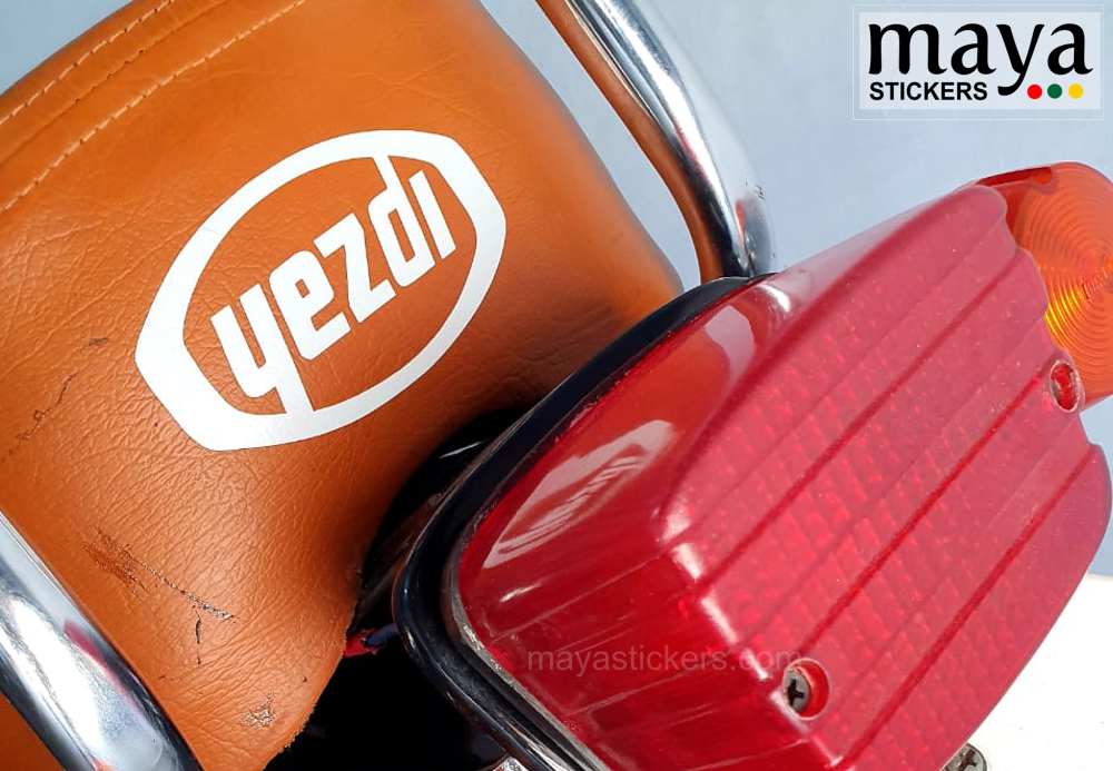 Yezdi logo stickers for Bikes and helmets in custom colors