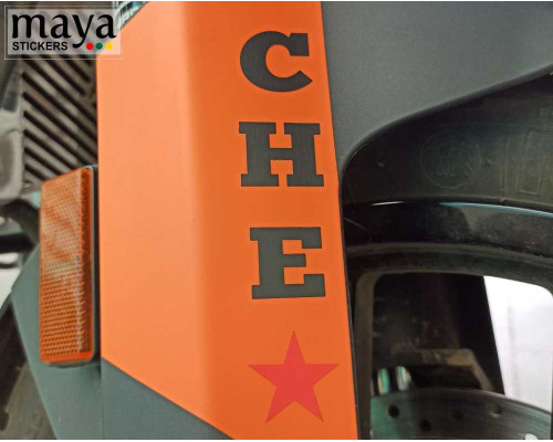 Che Guevera star sticker sticker on KTM adventure fork cover