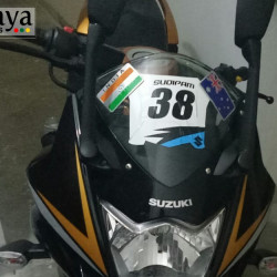 Racing name and number sticker for Suzuki bikes