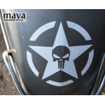 Skull in military star sticker for cars, bikes, laptops
