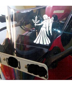 Virgo fairy sticker on yamaha r15 visor