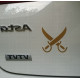 Crossed sword sticker with your custom name
