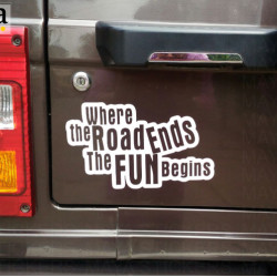 Where the road ends fun begins offroad sticker for SUVs and adventure bikes