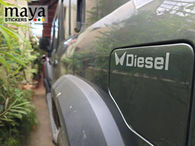 Stylish Diesel fuel cap sticker on Mahindra thar