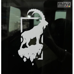 Mountain Goat decal in rectangular frame sticker for cars, bikes, laptops and others
