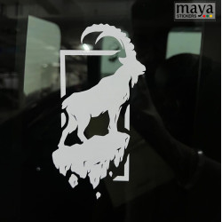 Mountain Goat decal in rectangular frame sticker for cars, bikes, laptops and others