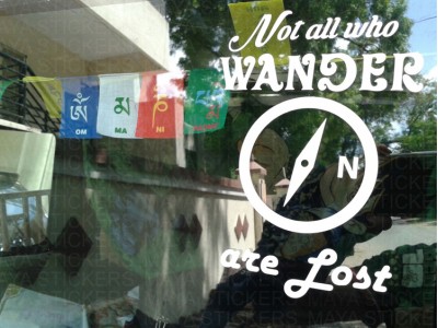 Not all who wander are lost sticker on Mahindra Thar Rear glass