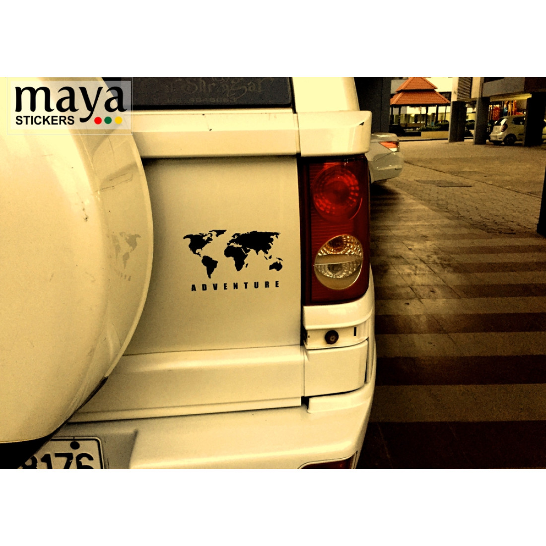 World map adventure sticker for Himalayan, Thar and other offroaders