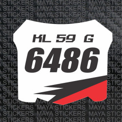 Motocross Racing style number plate stickers for Bikes