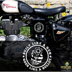 Made like a Gun, Goes like a Bullet custom sticker for Royal Enfield 