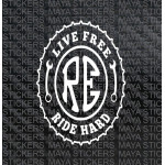 Live free ride hard Royal Enfield sticker for the side oval box