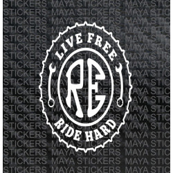 Live free ride hard Royal Enfield sticker for the side oval box