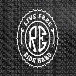 Live free ride hard Royal Enfield sticker for the side oval box