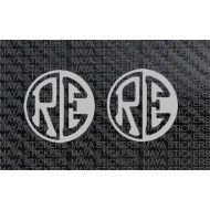 RE emblem logo in Negative - positive style for all royal enfield bikes ( Pair of 2 stickers )