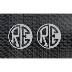 RE emblem logo in Negative - positive style for all royal enfield bikes ( Pair of 2 stickers )