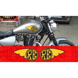 RE with wings  sticker for Royal Enfield bikes.  (pair of 2)