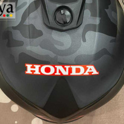 Honda text logo decal sticker with background for bikes and helmets ( Pair of 2 )