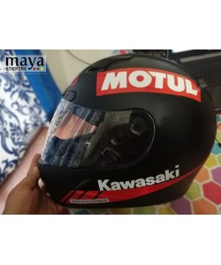 Kawasaki logo sticker on helmet