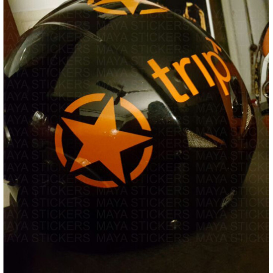 Stencil style star decal sticker  for bikes, cars, royal enfield (pair of 2)