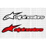 Alpinestars dual color logo stickers for motorcycles, helmets