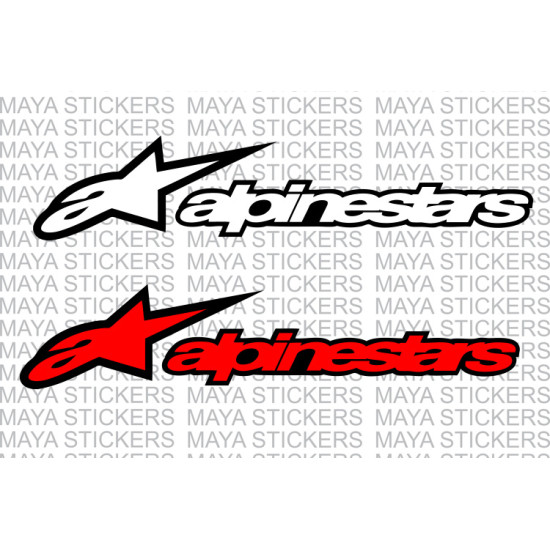 Alpinestars dual color logo stickers for motorcycles, helmets ( pair of 2 )