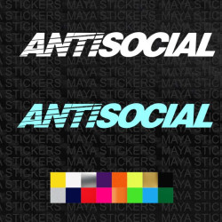 Antisocial text decal sticker for cars, motorcycles, laptops and others ( Pair of 2 )