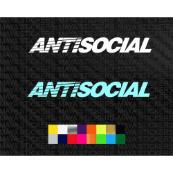 Antisocial text decal sticker for cars, motorcycles, laptops and others ( Pair of 2 )