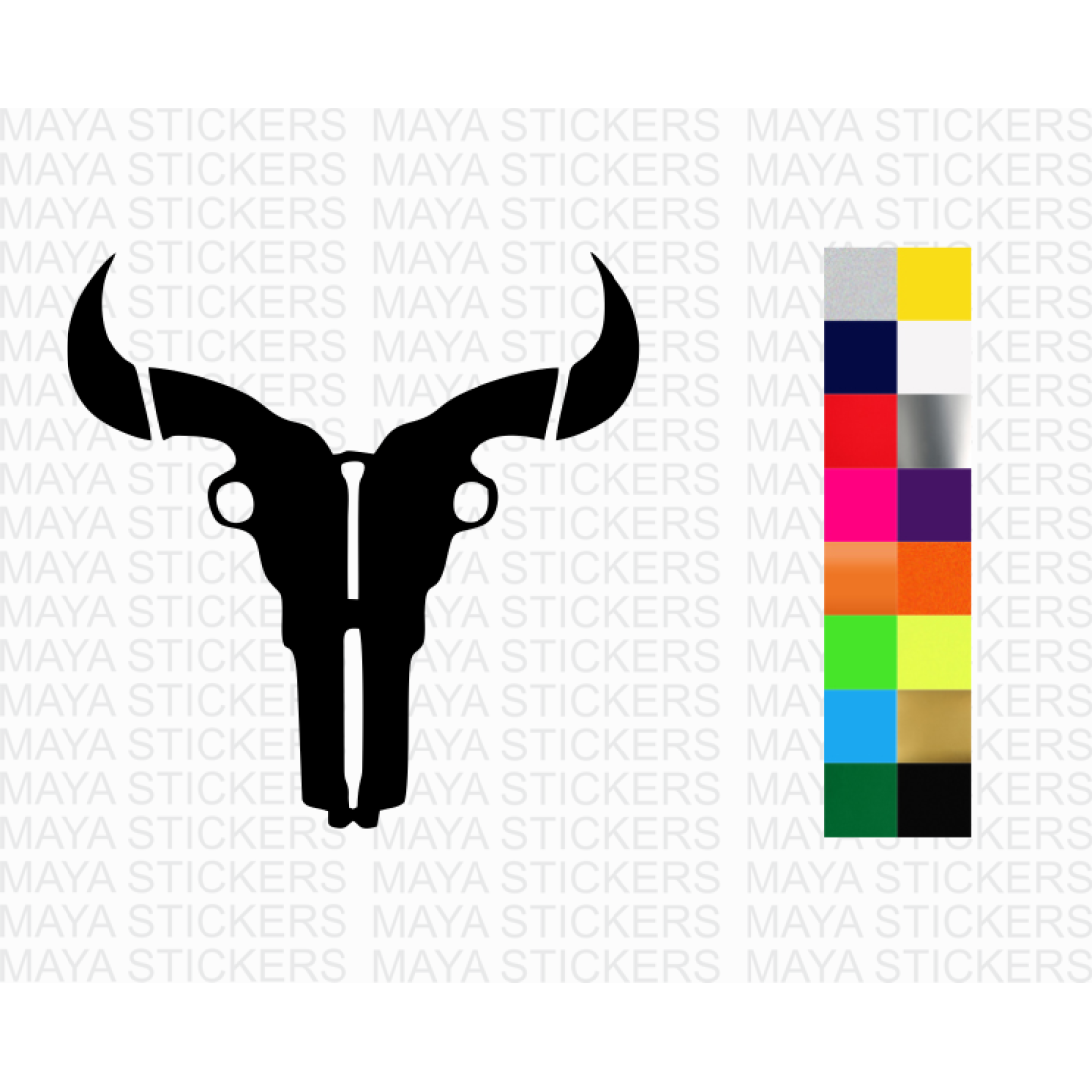 Bull skull with gun sticker in custom colors and sizes