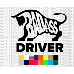 BADASS driver bull design sticker for cars, trucks, suvs