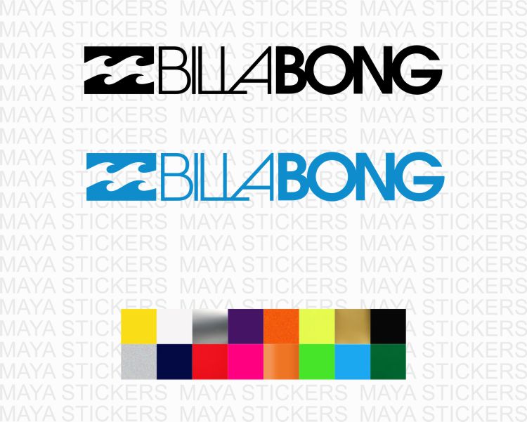 Billabong full logo decal stickers in custom colors and sizes