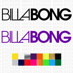 Billabong text logo decal sticker for surfboards, snowboards and others ( Pair of 2 )