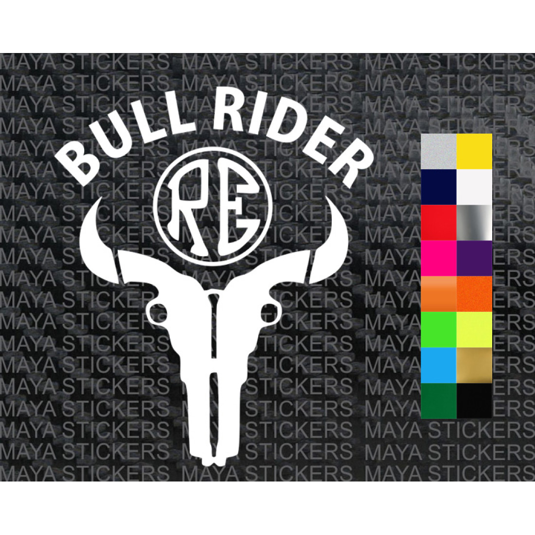 Bull rider sticker in custom colors and sizes