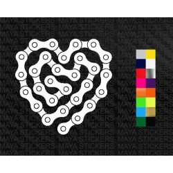 Bike chain heart design decal sticker 